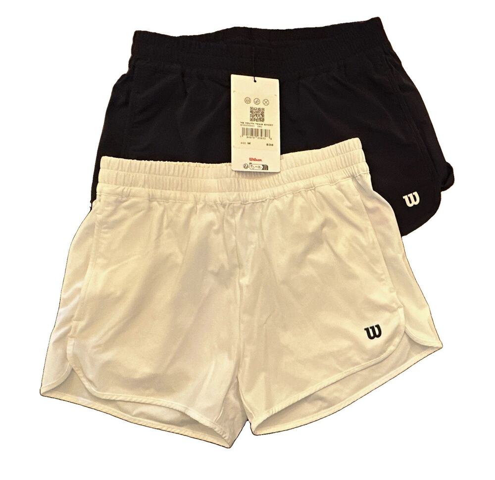 Wilson Youth Short sz M White and Navy Tennis Shorts Elastic- NWT/2 pair